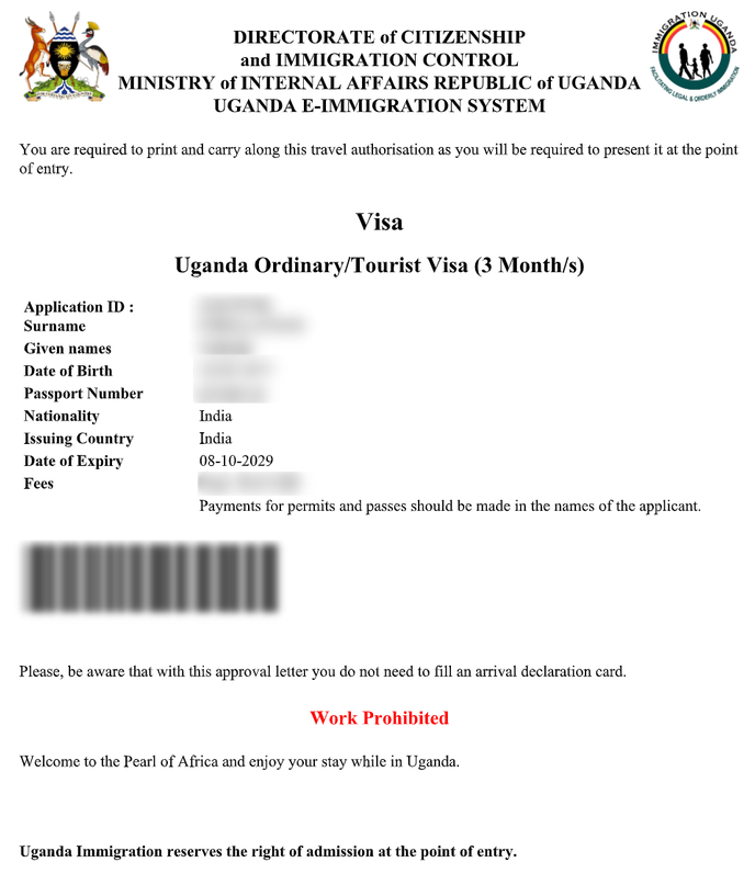 Exemple visa Ouganda
